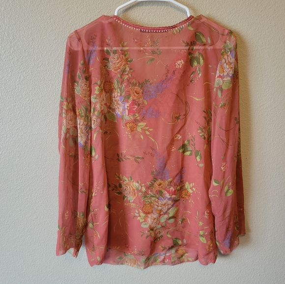 CABI Sheer Silk Floral Blouse, S - Picture 4 of 9